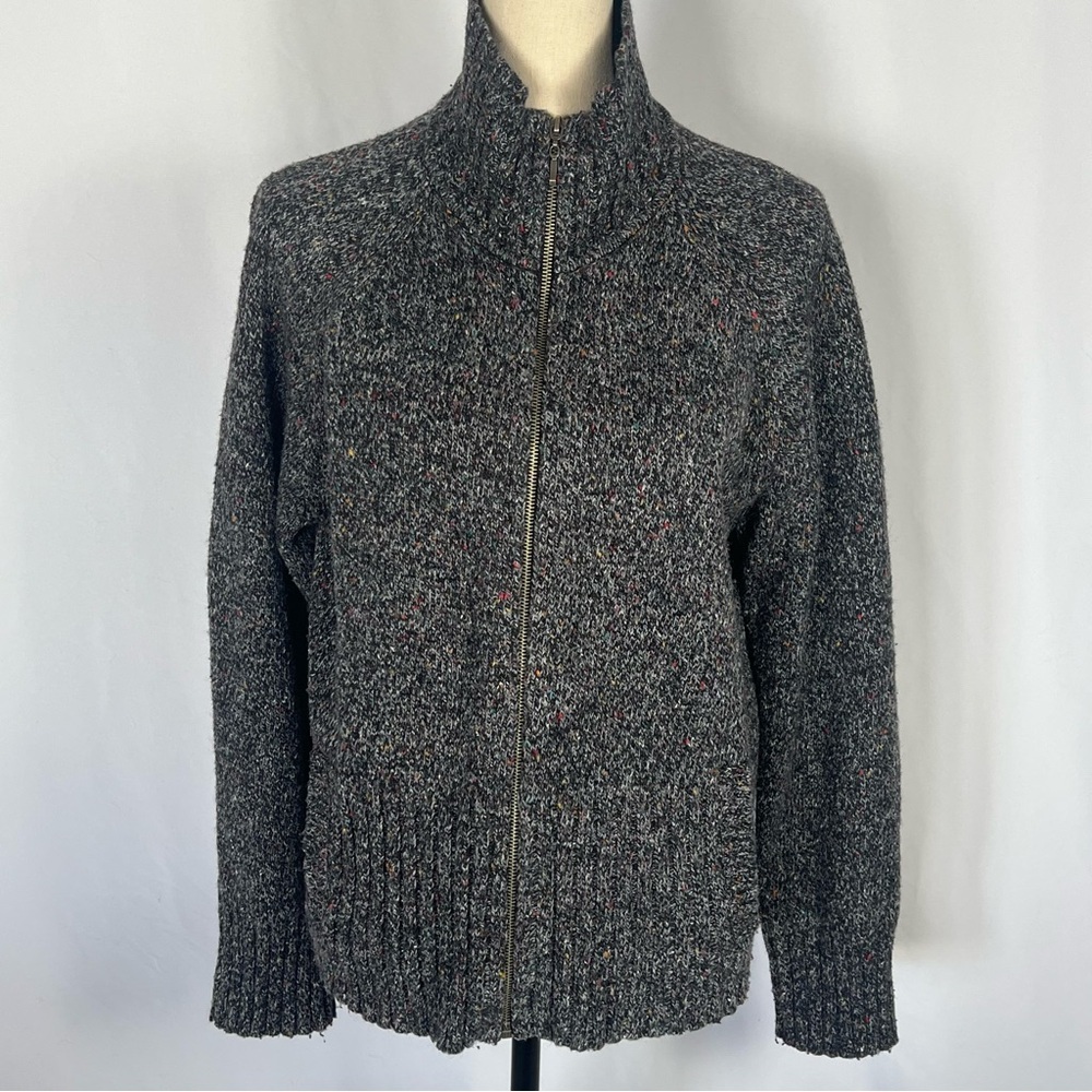 EVAN-PICONE Sweater Women's XL Grey Long Sleeve Zip Dark Academia Wool Blend